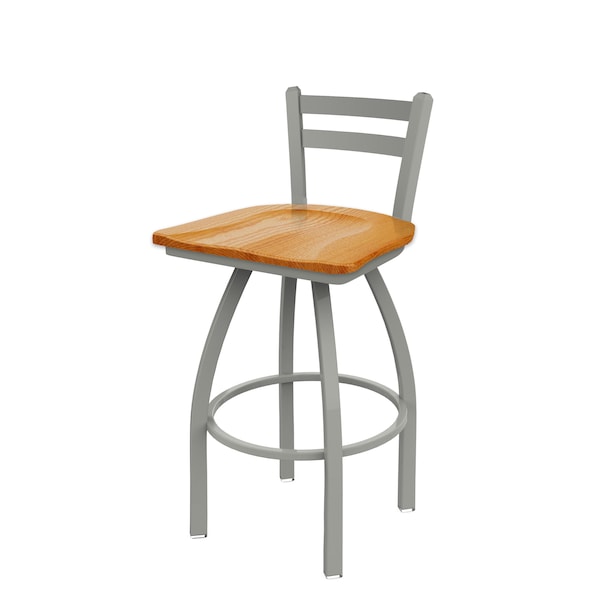 Holland Bar Stool Co 30" Low Back Swivel Bar Stool, Nickel Finish, Med Oak Seat - 41130ANMEDOAK