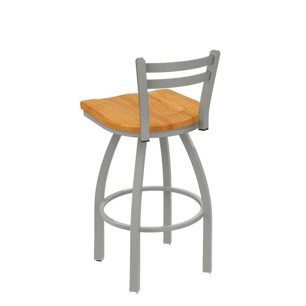 Holland Bar Stool Co 30" Low Back Swivel Bar Stool, Nickel Finish, Med Oak Seat - 41130ANMEDOAK