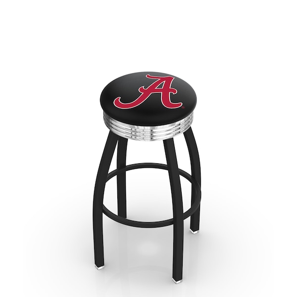 Holland Bar Stool Co 30" Blk Wrinkle Alabama Swivel Bar Stool, Chrome Ring - L8B3C30AL-A