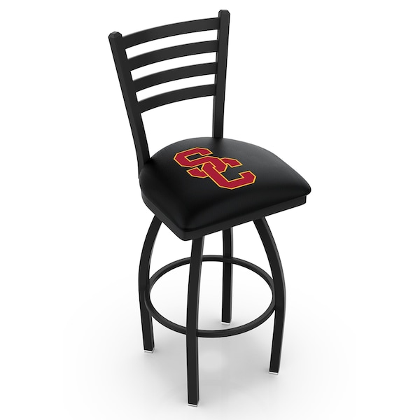 Holland Bar Stool Co 30" Blk Wrinkle USC Trojans Swivel Bar Stool, Ladder Back - L01430SOUCAL