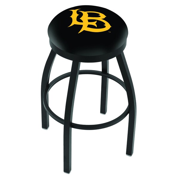Holland Bar Stool Co 30" Blk Wrnkl Long Beach State University Swivel Bar Stool, Accent Ring - L8B2B30LBSTUN