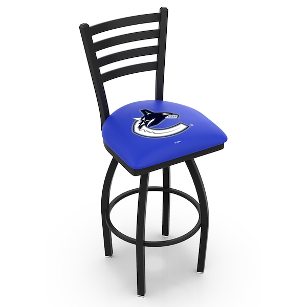 Holland Bar Stool Co 30" Blk Wrinkle Vancouver Canucks Swivel Bar Stool, Ladder Back - L01430VANCAN