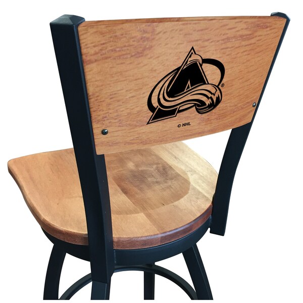 Holland Bar Stool Co 25" Blk Wrinkle Colorado Avalanche Swivel Bar Stool, Engraved Back - L03825BWMEDMPLACOLAVAMEDMPL