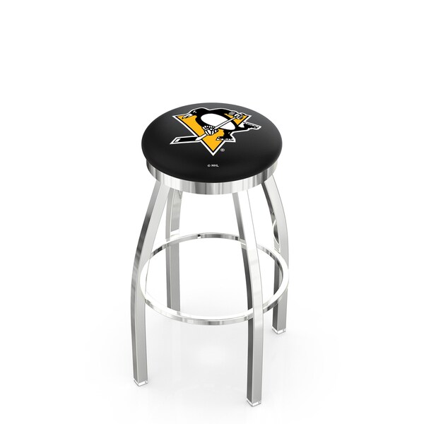Holland Bar Stool Co 25" Chrome Pittsburgh Penguins Swivel Bar Stool, Accent Ring - L8C2C25PITPEN