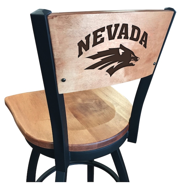 Holland Bar Stool Co 25" Blk Wrinkle Nevada Swivel Bar Stool, Laser Engraved Back - L03825BWMEDMPLANEVAUNMEDMPL