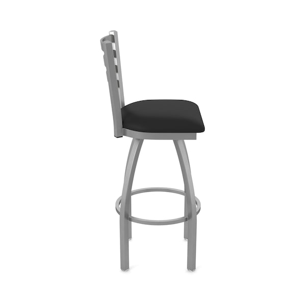 Holland Bar Stool Co OD410 Jackie Stainless Steel 30 Swivel Outdoor Bar Stool with Breeze Black Seat - OD41030SSOD004