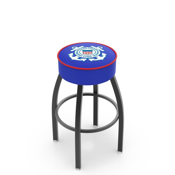 Holland Bar Stool Co 25" U.S. Coast Guard Cushion Seat, Blk Wrinkle Base Swivel Bar Stool - L8B125CSTGRD