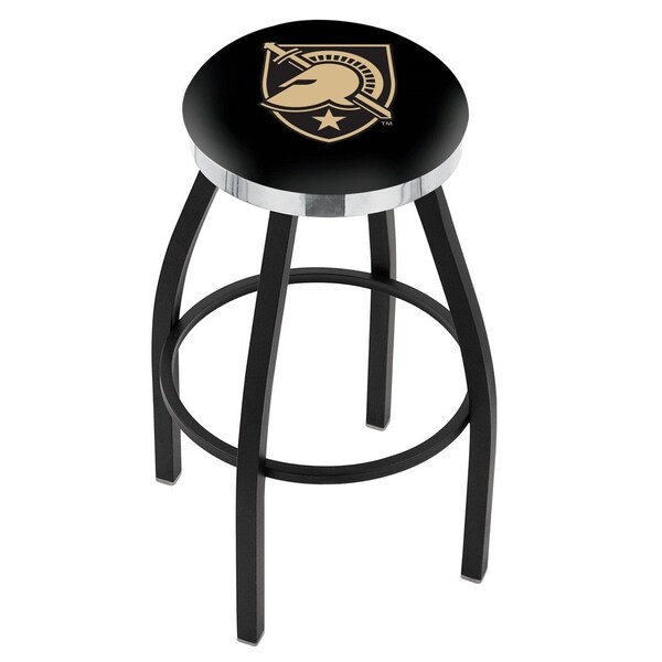Holland Bar Stool Co 25" Blk Wrinkle US Military Academy ARMY Swivel Bar Stool, Chrome Ring - L8B2C25USMILA