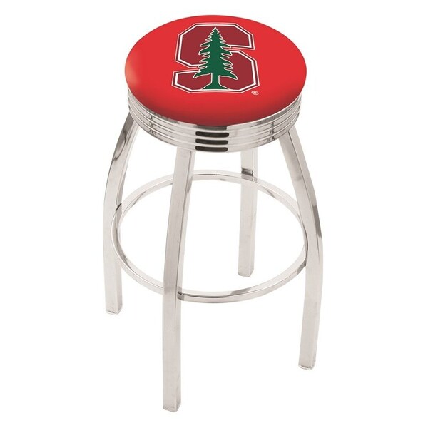 Holland Bar Stool Co 25" Chrome Stanford Swivel Bar Stool, Accent Ring - L8C3C25STNFRD