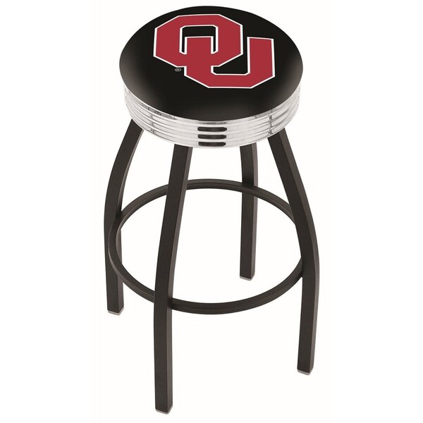 Holland Bar Stool Co 25" Blk Wrinkle Oklahoma Swivel Bar Stool, Chrome Ring - L8B3C25OKLHMA