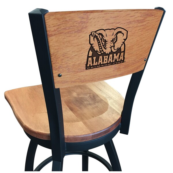 Holland Bar Stool Co 25" Blk Wrinkle Alabama Swivel Bar Stool, Laser Engraved Back - L03825BWMEDMPLAAL-ELEMEDMPL
