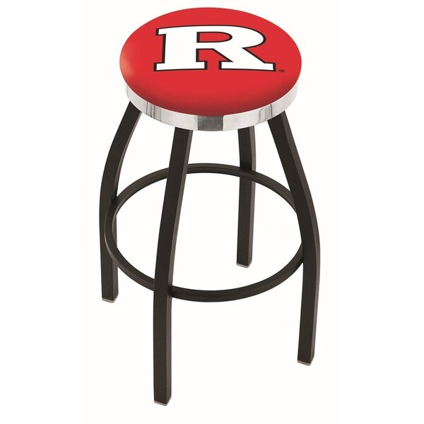 Holland Bar Stool Co 25" Blk Wrinkle Rutgers Swivel Bar Stool, Chrome Ring - L8B2C25RUTGER