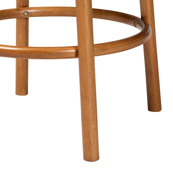 Baxton Studio Olwen Modern Japandi Light Grey Boucle Fabric and Walnut Brown Finished Wood 2-Piece Bar Stool Set - 241-2PC-13438-ZORO