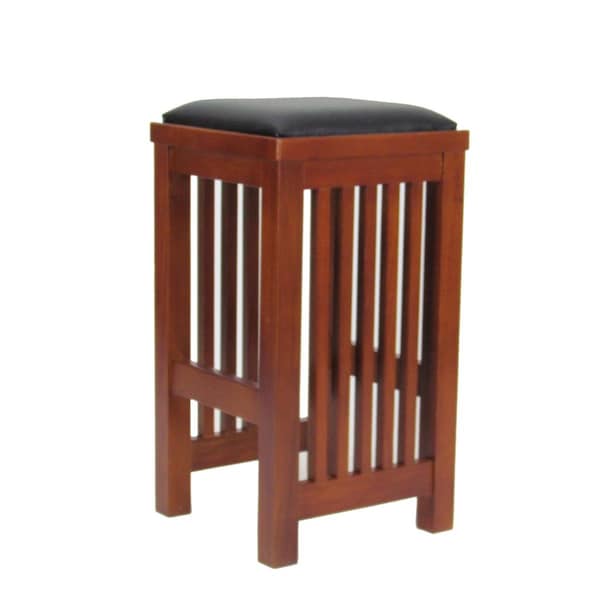 Benjara 24 in. Faux Leather Upholstered Wooden Backless Bar Stool, Oak Brown - BM210426