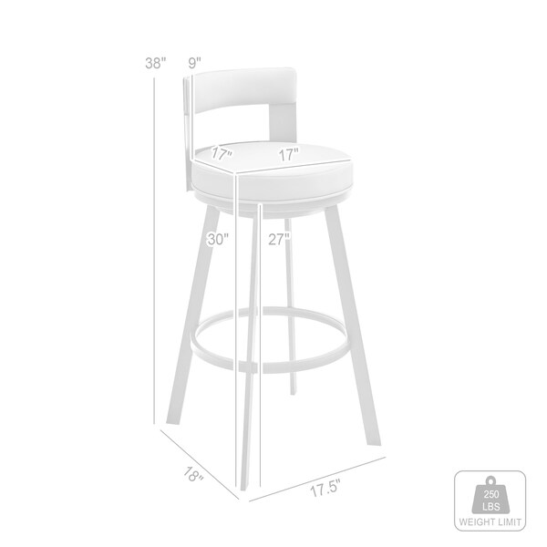 Armen Living Flynn 30in Swivel Bar Stool in Brown Metal with Brown Faux Leather - LCFLBAJVCHO30