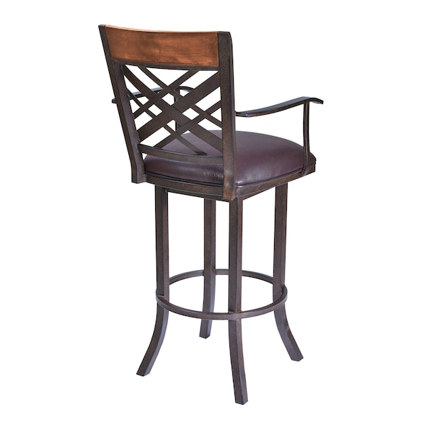 Armen Living Tahiti 26" Arm Barstool in Auburn Bay finish with Brown Pu upholstery - LCTA26ARBABR