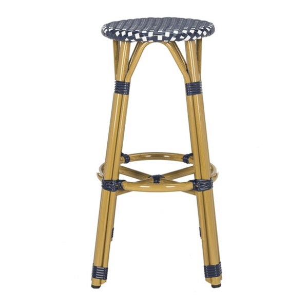 Safavieh 30 x 20.5 x 20.5 in. Kelsey Indoor-Outdoor Bar Stool Navy & White - PAT4018A