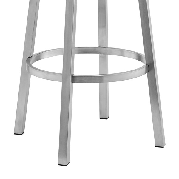 Armen Living Lorin 30" Black Faux Leather and Brushed Stainless Steel Swivel Bar Stool - LCLRBABSBL30