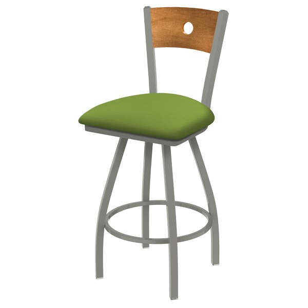 Holland Bar Stool Co 30" Swivel Counter Stool, SS Finish, Med Back, Canter Kiwi Green Seat - 83036ANMEDMPLB009