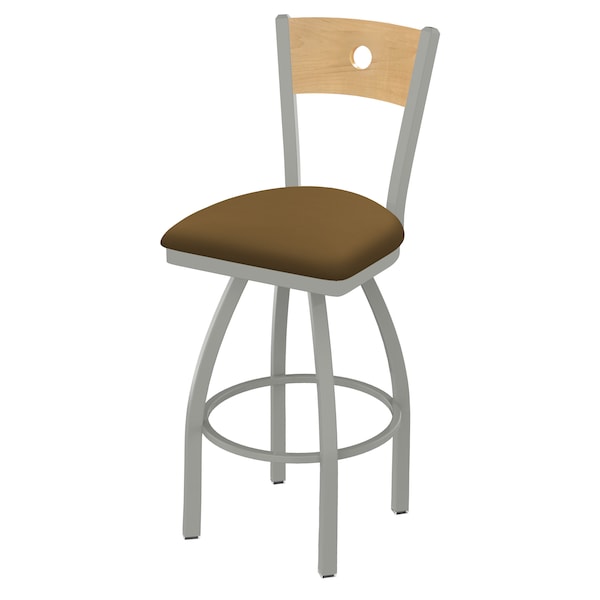 Holland Bar Stool Co 30" Swivel Counter Stool, Nickel Finish, Nat Back, Canter Saddle Seat - 83030ANNATMPLB012