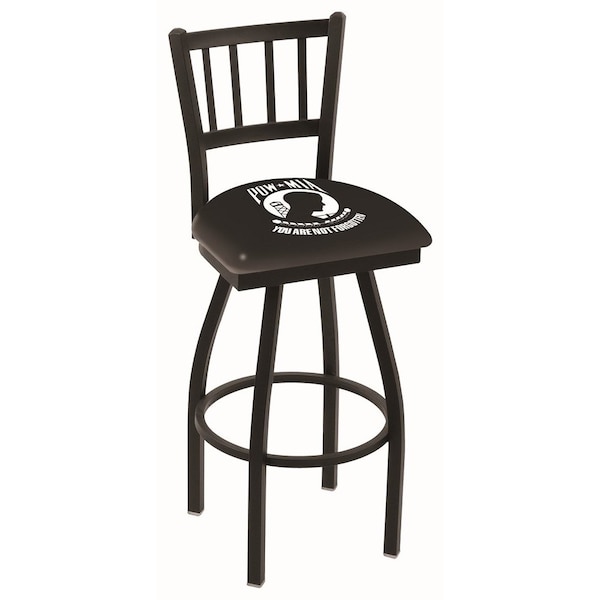 Holland Bar Stool Co 30" Blk Wrinkle POW/MIA Swivel Bar Stool, Jailhouse Back - L01830POWMIA