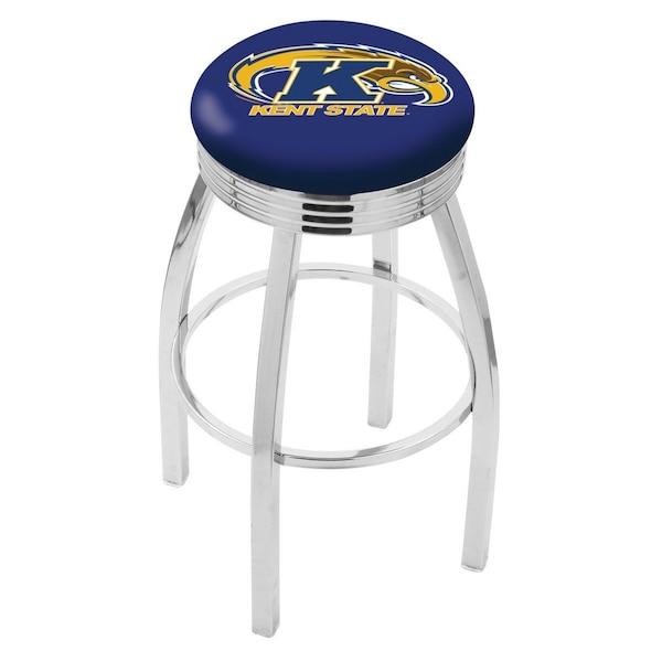 Holland Bar Stool Co 25" Chrome Kent State Swivel Bar Stool, Accent Ring - L8C3C25KENTST