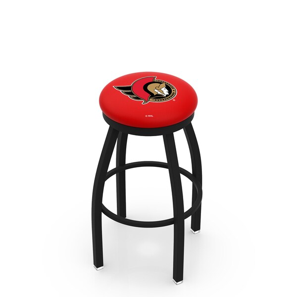 Holland Bar Stool Co 30" Blk Wrinkle Ottawa Senators Swivel Bar Stool, Accent Ring - L8B2B30OTTSEN