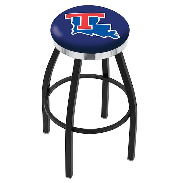 Holland Bar Stool Co 25" Blk Wrinkle Louisiana Tech Swivel Bar Stool, Chrome Ring - L8B2C25LATECH
