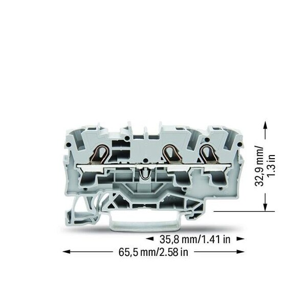 Wago 3 COND THRU TERMINAL BLOCKS, 10 AWG -20 AWG GREY,  - 2004-1301