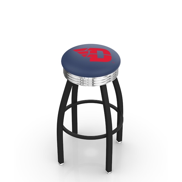Holland Bar Stool Co 30" Blk Wrinkle University of Dayton Swivel Bar Stool, Chrome Ring - L8B3C30DYTNUN