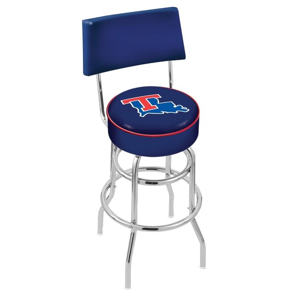 Holland Bar Stool Co 25" Chrome 2-Ring Louisiana Tech Swivel Bar Stool, Back - L7C425LATECH
