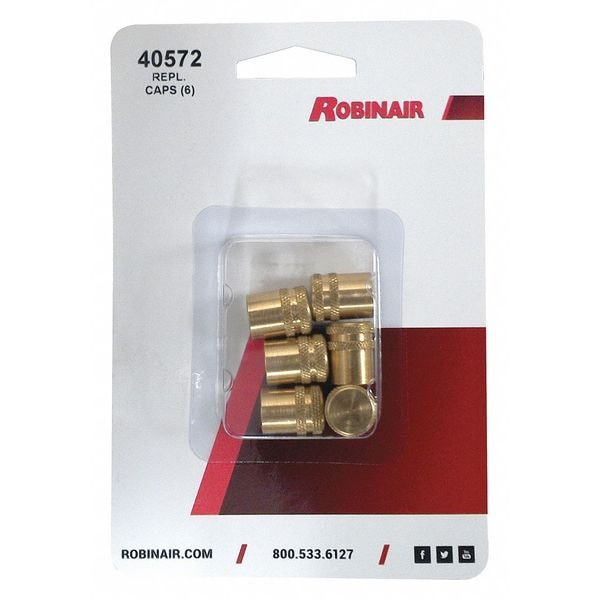 Robinair Brass Caps, 1/4" O.D., 3-39/64" L, PK6 - 40572