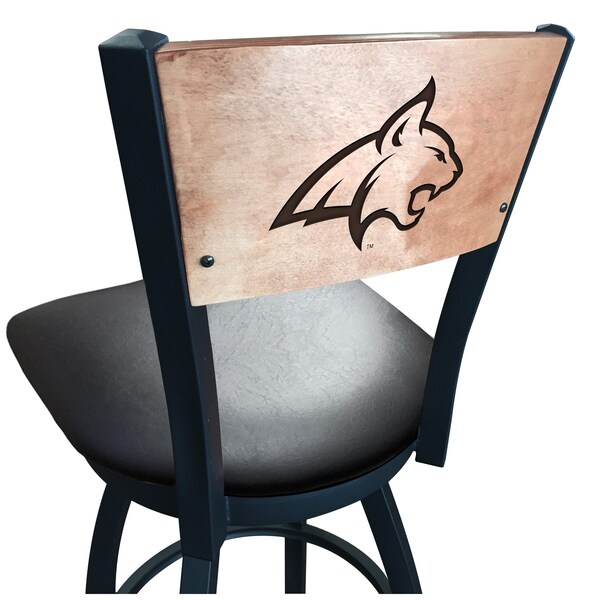 Holland Bar Stool Co 25" Blk Wrinkle Montana State Swivel Bar Stool, Laser Engraved Back - L03825BWMEDMPLAMONTSTBLKVINYL