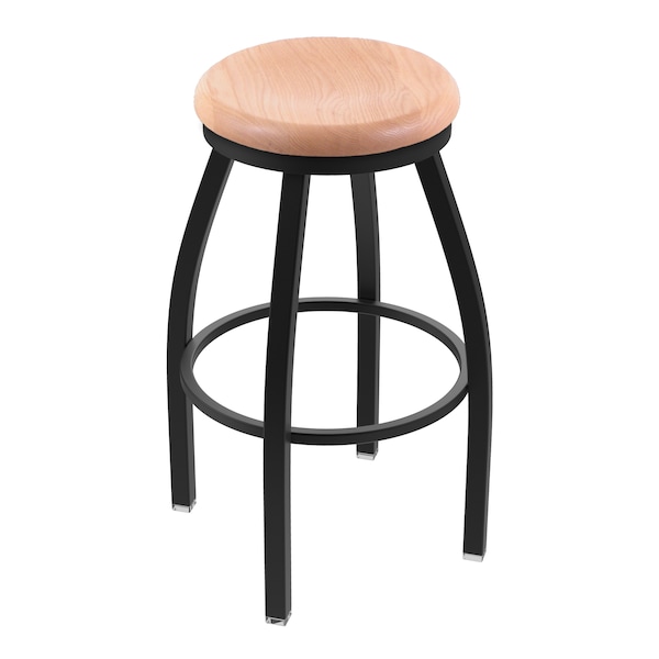 Holland Bar Stool Co 30" Swivel Bar Stool, Black Wrinkle, Nat Oak Seat - 80230BWNATOAK