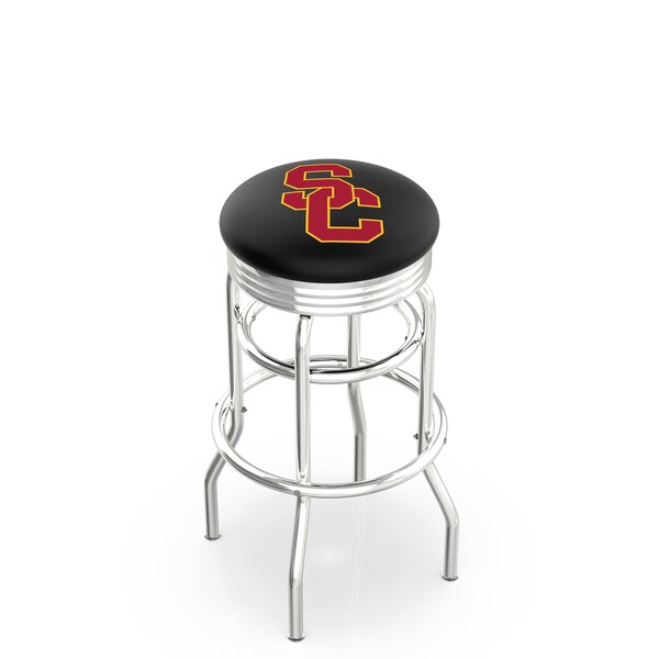 Holland Bar Stool Co 30" Chrome 2-Ring USC Trojans Swivel Bar Stool, Accent Ring - L7C3C30SOUCAL