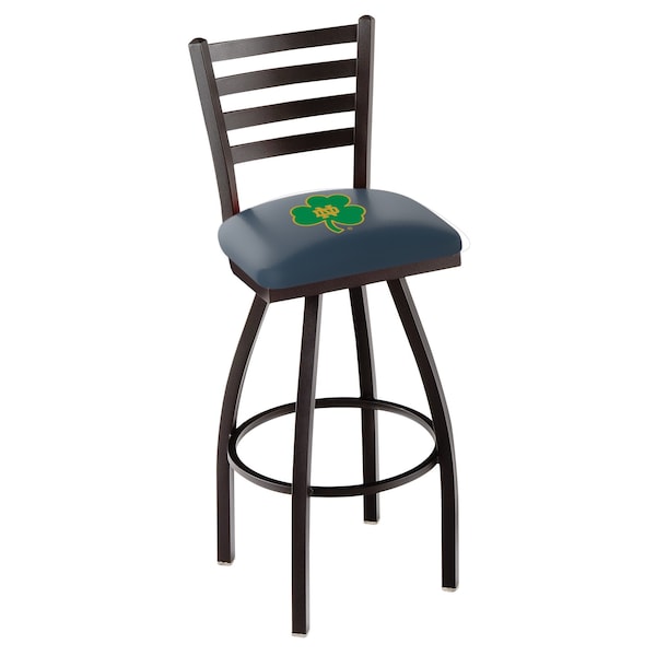 Holland Bar Stool Co 25" Blk Wrinkle Notre Dame Shamrock Swivel Bar Stool, Ladder Back - L01425ND-SHM