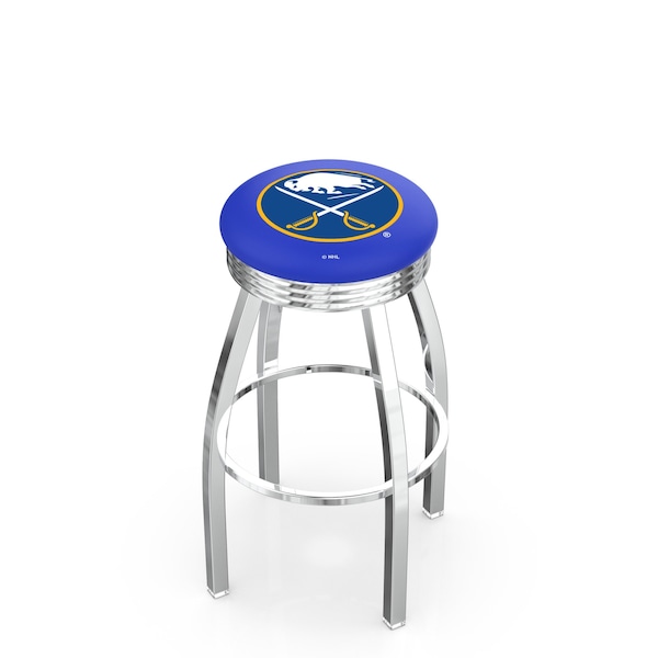 Holland Bar Stool Co 30" Chrome Buffalo Sabres Swivel Bar Stool, Accent Ring - L8C3C30BUFSAB