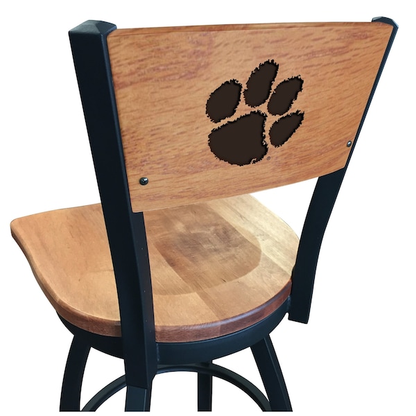 Holland Bar Stool Co 25" Blk Wrinkle Clemson Swivel Bar Stool, Laser Engraved Back - L03825BWMEDMPLACLMSONMEDMPL