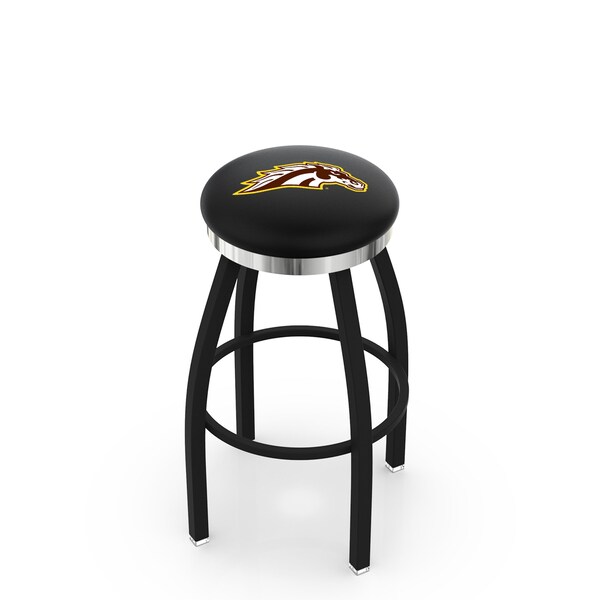 Holland Bar Stool Co 25" Blk Wrinkle Western Michigan Swivel Bar Stool, Chrome Ring - L8B2C25WESTMI