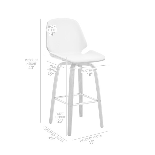 Armen Living Arabela 26" Cream Faux Leather and Walnut Wood Swivel Bar Stool - LCAABAWACR26