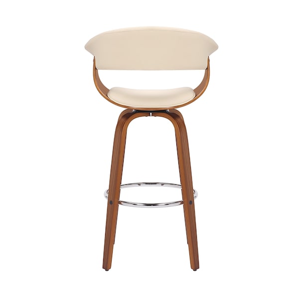 Armen Living Julyssa 30" Bar Height Swivel Cream Faux Leather and Walnut Wood Bar Stool - LCJSBAWACR30