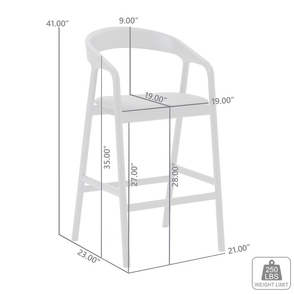 Armen Living Apache Black Oak Wood and Faux Leather Bar Stool - LCAPBABLK30