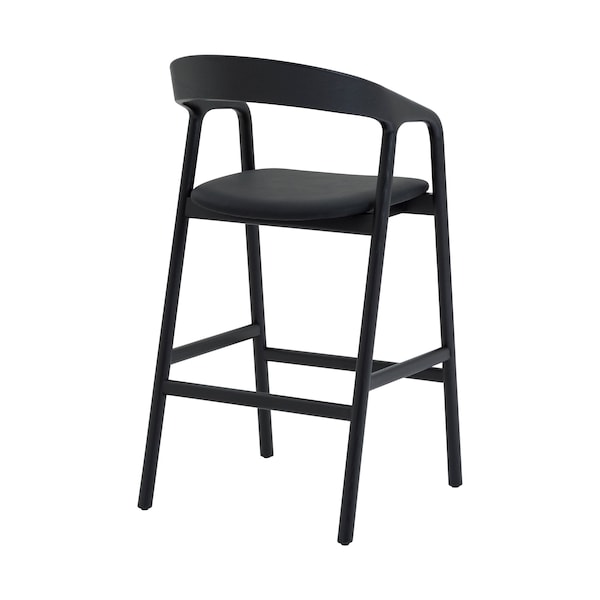 Armen Living Apache Black Oak Wood and Faux Leather Bar Stool - LCAPBABLK30