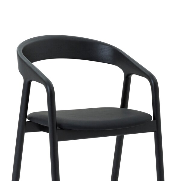 Armen Living Apache Black Oak Wood and Faux Leather Bar Stool - LCAPBABLK30