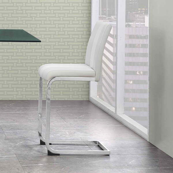 Global Furniture Usa Contemporary Fabric, PU D915 4 White Bar Stools - 2970