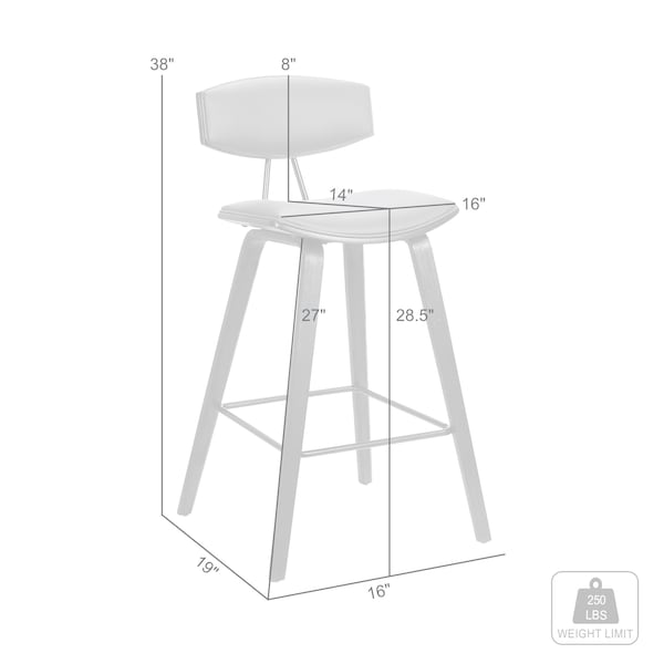 Armen Living Fox 28.5" Bar Height Cream Faux Leather and Walnut Wood Mid-Century Modern Bar Stool - LCFOBAWACR30