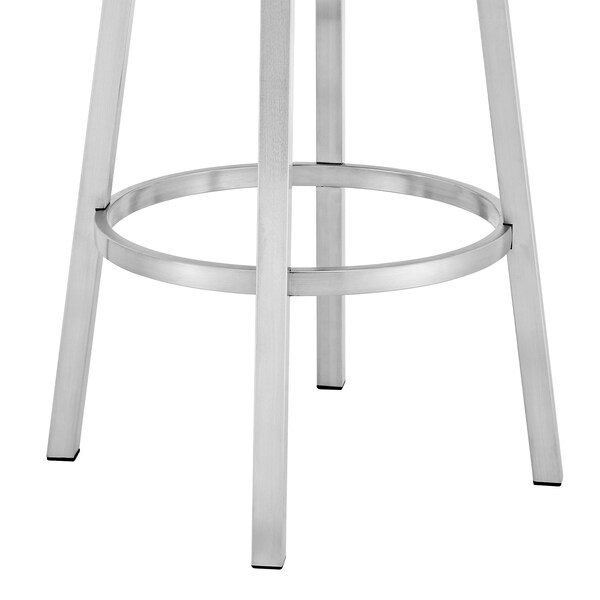 Armen Living Titana 30" Bar Height Swivel Blue Faux Leather and Brushed Stainless Steel Bar Stool - 840254335196