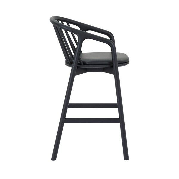 Armen Living Echo Black Oak Wood and Faux Leather Bar Stool - LCECBABLK30