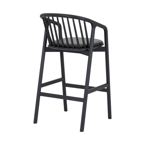 Armen Living Echo Black Oak Wood and Faux Leather Bar Stool - LCECBABLK30