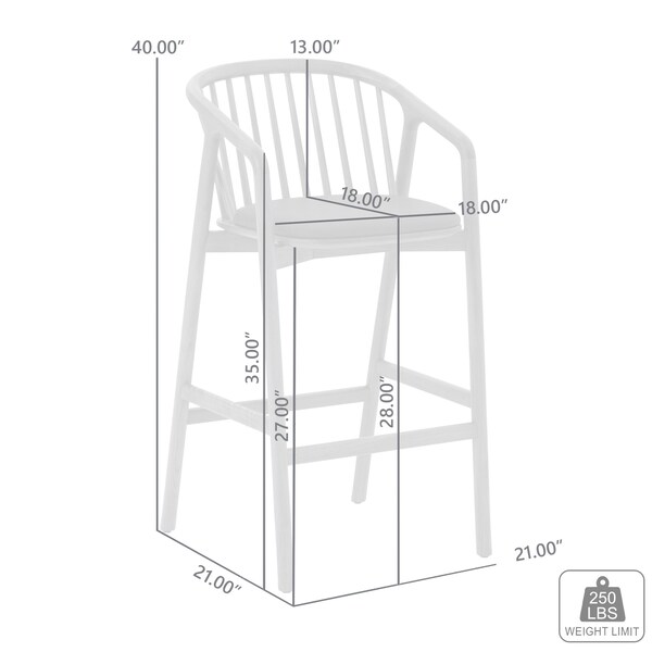 Armen Living Echo Black Oak Wood and Faux Leather Bar Stool - LCECBABLK30